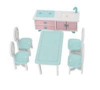 Generic Ensemble de Meubles de Maison de Poupée en Bois, Jouets de Jeu de Rôle Compacts et Durables pour Enfants, 7 Pièces en Bois de Hêtre