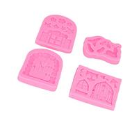 Generic Ensemble de Moules en Silicone pour Porte de Maison Féerique, 4 Pièces, pour une Décoration Facile du Chocolat et des Gâteaux à la Maison