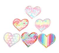 Generic Ensemble de Patchs en Tissu Brodés en Forme de Cœur Arc-en-ciel, pour Décoration de Couture DIY, 6 Pièces D'accessoires Vestimentaires pour Chemises, Jeans et Décoration D'intérieur