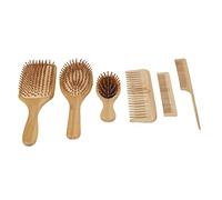 Generic Ensemble de Peignes et Brosses à Cheveux Démêlantes Ergonomiques et écologiques à Poils Ronds pour les Types de Cheveux, 6 Pièces