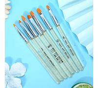 Generic Ensemble de Pinceaux pour Nail Art, 7 Pièces, avec Poignée Transparente à Paillettes, pour Peinture à la Main, Dessins D'ongles en Gel UV à la Maison (GOLD)
