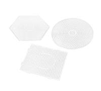 Generic Ensemble de Planches de Perles en Plastique 3 Pièces pour Enfants, Artisanat avec des Formes Carrées et Rondes Hexagonales, Projets de Bricolage Faits à la Main, Plastique Transparent Durable