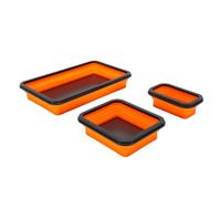 Generic Ensemble de Plateaux de Pièces Magnétiques Orange Pliables, Force Magnétique Plus Forte pour Vis, Boulons, écrous, Petites Pièces Métalliques, Portable pour Mécanique, Silicone, 3 Tailles