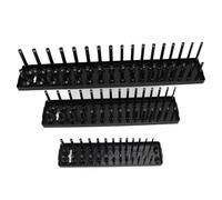 Generic Ensemble de Plateaux de Support de Douilles Multifonctionnels, 3 Pièces, pour Boîtes à Outils et Ateliers Organisés, Plastique Robuste avec Conception à Colonne Haute (Version métrique noire)