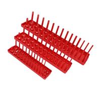 Generic Ensemble de Plateaux de Support de Douilles Multifonctionnels, 3 Pièces, pour Boîtes à Outils et Ateliers Organisés, Plastique Robuste avec Conception à Colonne Haute (Version Impériale Rouge)