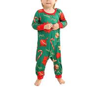 Generic Ensemble de Pyjamas Familial, Pyjamas de Noël en Polyester Doux et Manches Rondes à Manches Longues Arbre Imprimement des Pieds Coniques Résistants à la Coloration pour Porter à Domicile