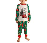 Generic Ensemble de Pyjamas Familial, Pyjamas de Noël en Polyester Doux et Manches Rondes à Manches Longues Arbre Imprimement des Pieds Coniques Résistants à la Coloration pour Porter à Domicile