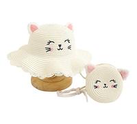 Generic Ensemble de Sacs à Chapeaux d'été pour Filles, Chapeau à Large Bord, Chapeaux de Plage avec Sac à bandoulière pour Enfants, Usage Quotidien