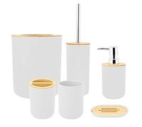 Generic Ensemble de Salle de Bain Domestique 6 Pièces, Kit D'accessoires Durables Anti-Chute pour Salle de Bain Familiale, Gris (White)