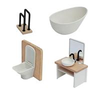 Generic Ensemble de Salle de Bain pour Maison de Poupée 1:12, 4 Pièces, Meubles Miniatures au Design Moderne, pour Un Jeu Créatif dans Les Maisons de Poupées