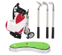 Generic Ensemble de Stylos de, 3 Stylos à Bille avec Mini Sac, Cadeau Parfait pour Tournoi de Golfeur ou Décoration de Bureau (Blanc et Rouge)