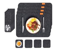 Generic Ensemble de Tapis de Table D'isolation Thermique avec Sac à Fourchette Absorbant l'humidité Facile à Nettoyer pour la Cuisine à Domicile, 8 Pièces (Gris foncé)