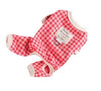 Generic Ensemble de Vêtements pour Chien avec Laisse, Vêtements Respirants pour Chiot avec Laisse, Adorable Motif à Carreaux Rouges en Polyester avec de 1,1 M pour la Marche en été (XL)