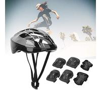 Generic Ensemble D'équipement de Protection pour Patinage à roulettes pour Adultes, Coussin Intérieur en éponge épaisse, Sangles élastiques, Genouillères, Coudières, , Casque pour Les Amateurs de