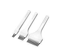 Generic Ensemble d'outils à Griffes de Poinçon en Acier, Ciseau à Couture en Cuir à 3 Tailles 2 5 10 Dents, Outil à Poignée Confortable pour l'artisanat du Cuir (Espacement 3,85 mm)