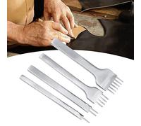 Generic Ensemble D'outils de Poinçonnage Durables pour la Maroquinerie, Espacement de 3 Mm, Outil de Couture pour Trous en Cuir 1 + 2 + 4 + 6 Broches pour les Amateurs de Cuir, Acier à Haute Teneur