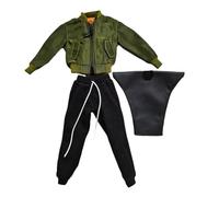 Generic Ensemble Miniature Veste, Pantalon et T-shirt Court pour Figurines de Collection Masculines de 15 Cm (échelle 1:12), Vert