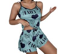 Generic Ensembles De Pyjama Femmes Sexy Été Pyjama en Dentelle pour Femmes Sexy Lingerie Cami Ensemble Short Chemise De Nuit Chic Nightwear 2 Pièces Vetement Femme Chic