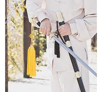 Generic Épée Chinoise Pompon en Soie Glacée, Accessoire D'épée Taiji Lisse pour Kung Fu Gym et Usage Personnel, Style Court 2 Couleurs (Poignard Jaune)
