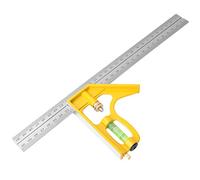Generic Équerre Combinée Réglable en Acier Inoxydable pour le Travail du Bois, Règle à 90 Degrés pour Ateliers de Menuiserie, Jaune, 11,8 Pouces