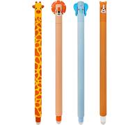 Generic Erasable Gel Pens-Elephant Giraffe Lion Corgi-Ball On The Ends To Remove Ink-Blue,Black,Orange,Orange,0.7mm Tip Diameter