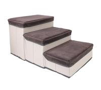 Generic Escaliers pour Chiens Pliables à 3 Niveaux avec Boîte de Rangement pour Lits de canapé, Marches d'escalade à Haute élasticité pour Les Petits Chiens et Chiots, Matériau en Flanelle/Linge