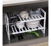 Generic Étagère Sous évier Double Couche, Support de Rangement Rétractable Durable pour Cuisine et Salle de Bain en Acier Inoxydable 1 unité