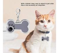 Generic Étiquette D'identification pour Animaux de Compagnie en Alliage, Forme D'os Mignon avec Strass pour Animaux de Compagnie Chien et Chat, Alliage de Zinc Durable 3.4x2.2cm (GREY)