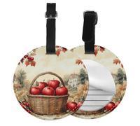 Generic Étiquettes rondes en cuir synthétique imprimé pommes rouges avec protection de l'intimité pour femmes et hommes