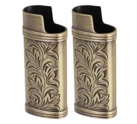 Generic Étui à Briquet Vintage 2 Pièces, Couverture Compacte à Motif Floral pour Cadeaux Uniques en Alliage de Zinc (Bronze)