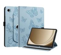 Generic Étui compatible avec Samsung Galaxy Tab S10 FE Plus 13.1 SM-X620 X626B (Couleur : bleu) Étui intelligent rotatif antichoc en cuir Motif papillon