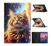 Generic Étui compatible avec Samsung Galaxy Tab S10 FE Plus 13.1 SM-X620 X626B (couleur : chat peint) Motif Smart Leather Flip Rotate Case Back Cover