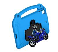 Generic Étui pour Tablette EVA avec Support Unique en Forme de Moto pour 10,2", Léger et Portable, Protection Complète Contre Les Chutes, Idéal pour Une Visualisation Mains Libres (Blue)
