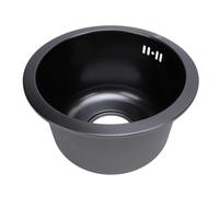 Generic Évier de Cuisine Encastrable en Acier Inoxydable SUS304, Bol Simple Rond de 28 Cm de Diamètre Extérieur avec Crépine, Bassin Profond Noir Résistant aux éclaboussures pour Petite Cuisine,
