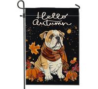 generic Fall Art - Drapeaux de jardin verticaux pour cour, cour, arrière-cour, 30,5 x 45,7 cm, double face pour extérieur, Hello Autumn Star Night Dog Petit drapeau de maison en lin pour chiot