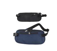 Generic Fanny Pack Anti-vol étanche à l'eau Sac de Taille Mince pour Le Stockage de Cartes de Voyage Hommes Femmes Sport (Noir et Bleu foncé)