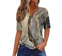 Generic - Femme - T-Shirt - V-Neck 3/4 Manche - Khaki - XL