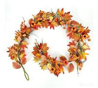 Generic Feuilles d'automne Artificielles de 180 Cm de Long avec des éléments de Décoration d'automne comme des Feuilles D'érable et des Tournesols, Parfaites pour Thanksgiving à la Ferme (Vigne