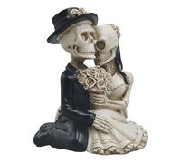Generic Figurine Couple Squelette Sculpture Décor Halloween Ornement Résine Objet Collectible Convient pour Cadeau Décoration Maison Bureau Salon Étagère, À Genoux