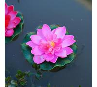 Generic Fleur de lotus artificielle flottante en mousse avec coussin de nénuphar - Plantes artificielles pour étang de jardin, décoration d'aquarium et de piscine (rose)