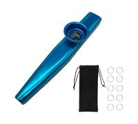 Generic Flûte Kazoo Portable En Alliage D'Aluminium avec Couvercle et Étui Jouet Éducatif pour Améliorer La Coordination et La Socialisation Des Enfants, Bleu