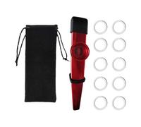 Generic Flûte Kazoo Portable En Alliage D'Aluminium avec Couvercle et Étui Jouet Éducatif pour Améliorer La Coordination et La Socialisation Des Enfants, Rouge