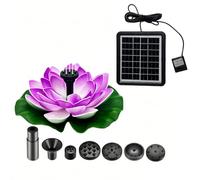 Generic Fontaine à eau d'extérieur à énergie solaire flottante multi-usage avec buses de pulvérisation interchangeables pour l'extérieur, bassins, maison, nuageux, usage quotidien (violet)