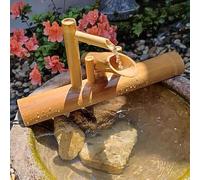 Generic Fontaine à eau zen en bambou avec pompe à bascule Fontaine d'eau bambou naturel, caractéristique de cascade de jardin décorative pour décoration de paysage, intérieur et extérieur 60cm