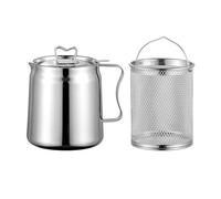 Generic Friteuse avec Panier Friteuse Récipient Passehuile Acier Inoxydable avec Couvercle Filtre à Huile pour Cuisine Maison Camping, 2.0L