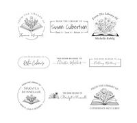 Generic from The Library of Self-Inking Stamps & Embossers, Tampon de livre floral personnalisé, embosseur de livre personnalisé, ex Libris, noir