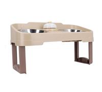 Generic Gamelle Double Surélevée pour Animaux de Compagnie, Conception Inclinée Sûre et Durable pour des Habitudes Alimentaires Saines pour Chats et Chiens avec Cloche pour L'interaction en HIPS de