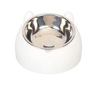 Generic Gamelle Surélevée en Acier Inoxydable pour Chat avec capacité de 200 ML pour Chats à Face Plate, Chiens Facile à Avaler et Inclinable pour Chats Persans Blanc