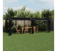 Generic Gazebo avec Murs en Treillis de Toit Rétractables, Abri de Patio Extérieur à Cadre en Acier (6 x 3 m avec Grillage)