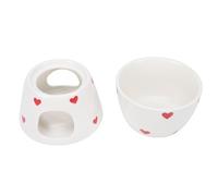 Generic Generic Pot à Fondue au Chocolat, Chauffe-fromage en Céramique, Design Fendu, pour Pique-nique et thé de L'après-midi (blanc pur) (Style coeur blanc)